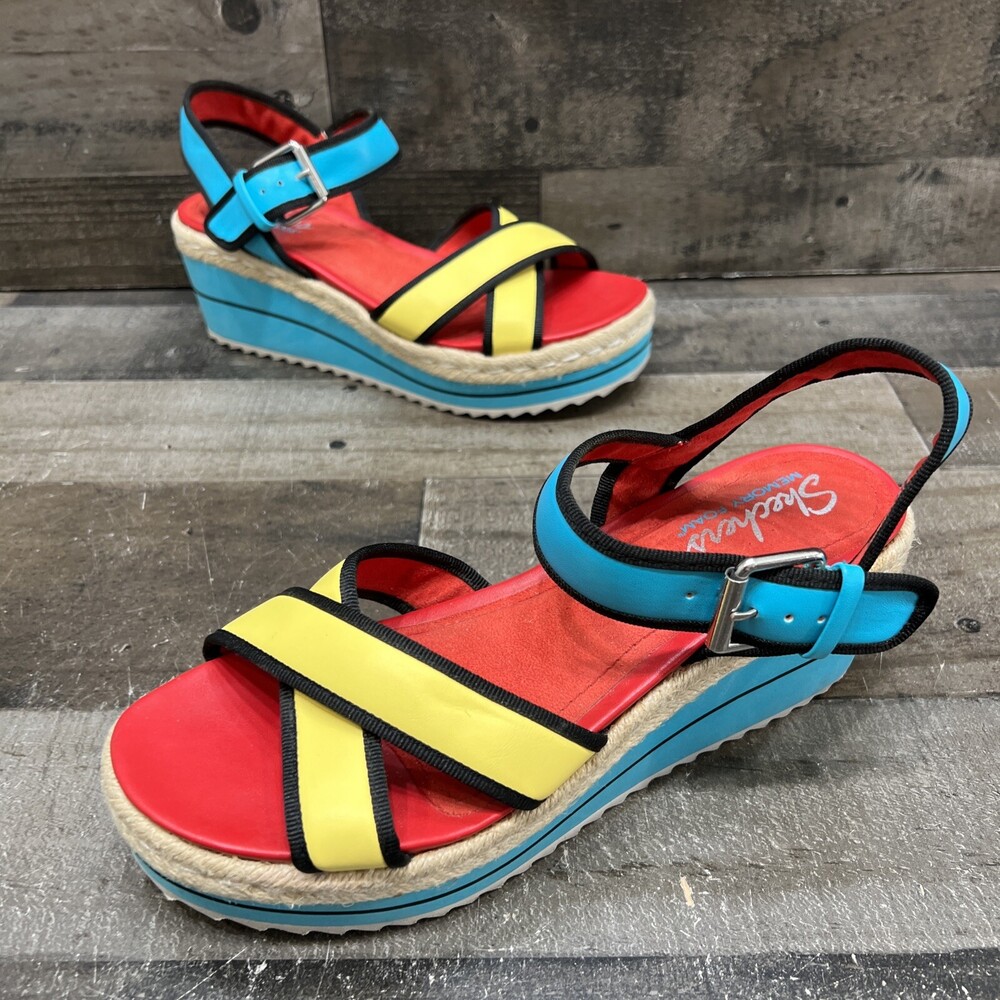 Skechers Memory Foam Womens Slingback Multicolor Platform Sandals Size 9